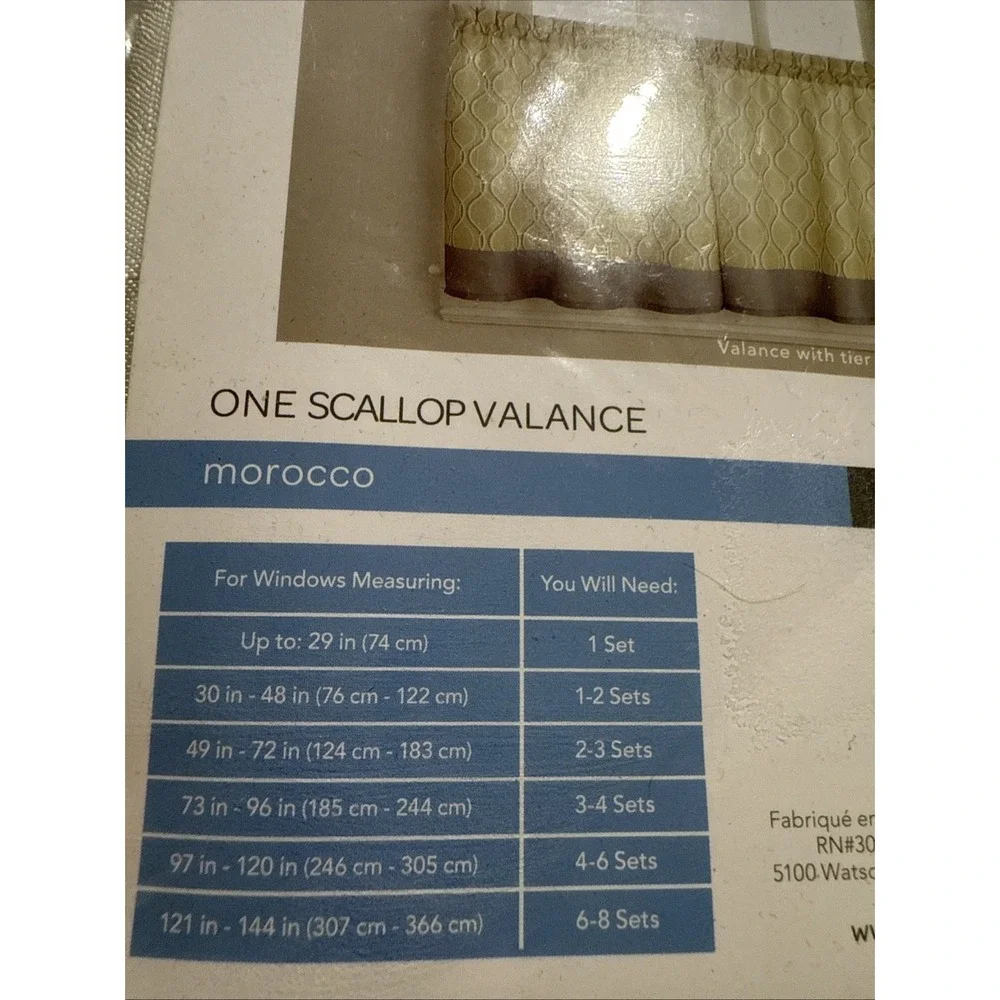 New Morocco Tailored rod pocket‎ 58 x 14 Valance Curtain- White, Tan